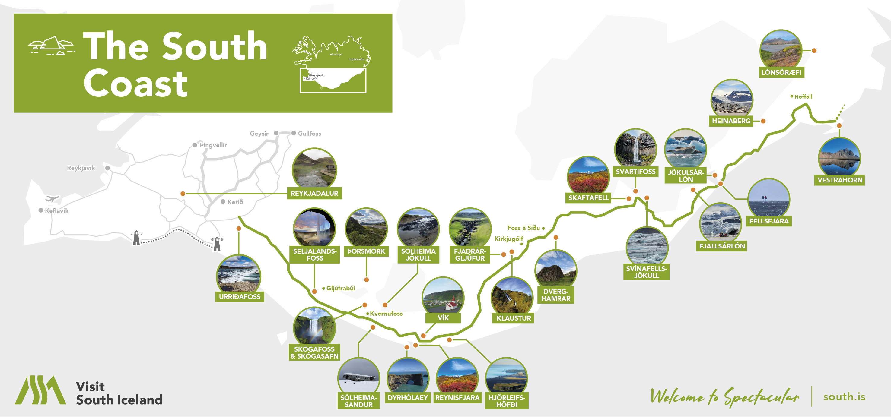 The South Coast travel route. The South Coast travel route map