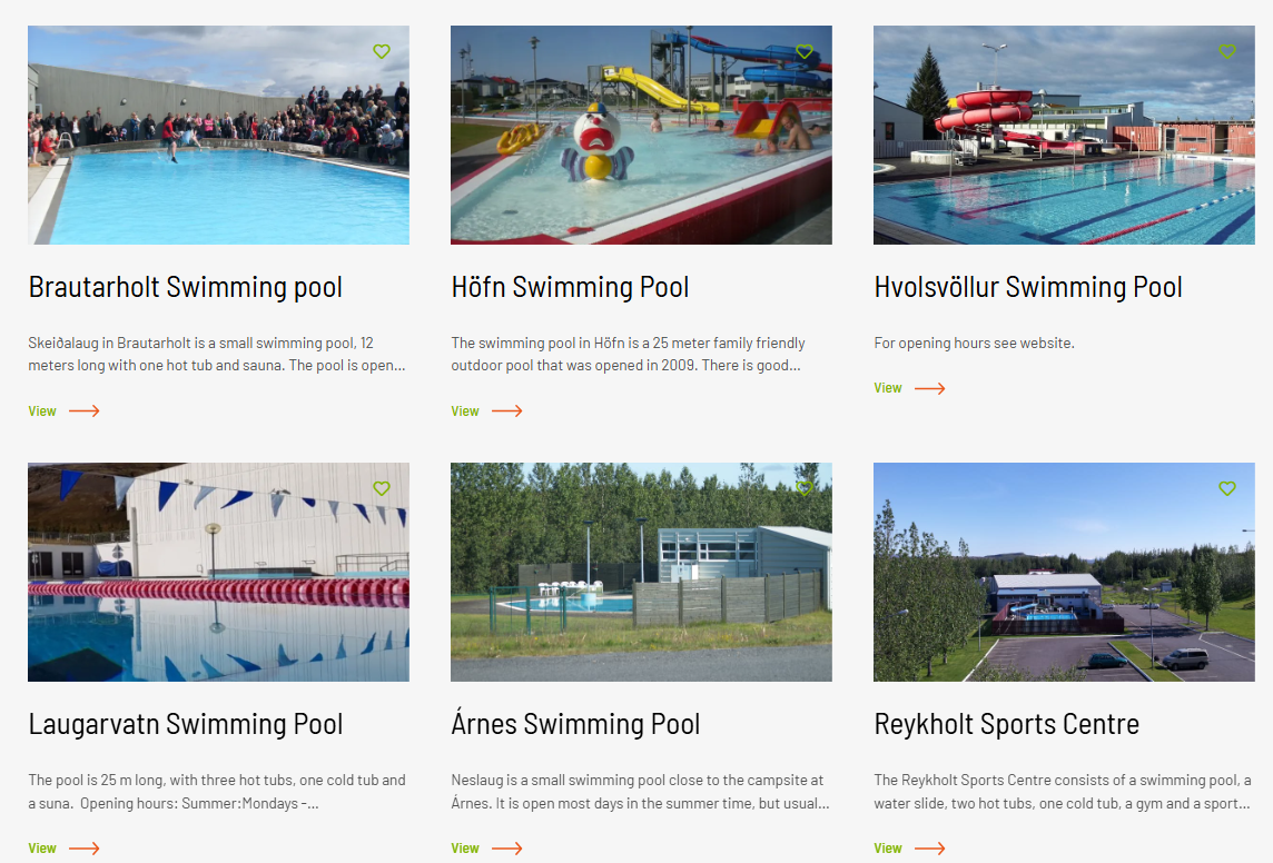 Community swimming pools in South Iceland
