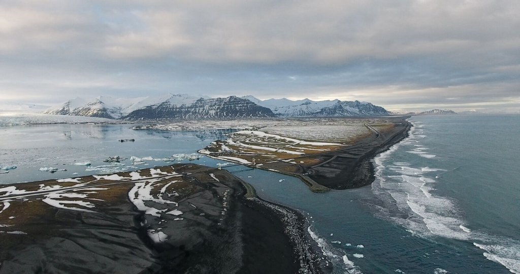 Jökulsá á Breiðamerkursandi loftmynd