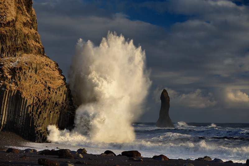 Waves crash hard against the towering basalt columns at Reynisfjara Black Beach. Photo: Þórir N. Kja&hellip;