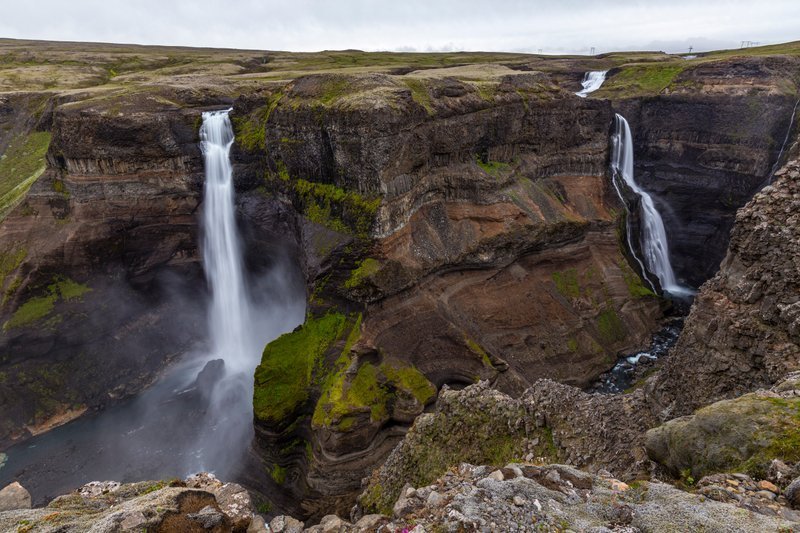 Háifoss, a 122 meters high waterfall situated in Fossá river in Þjórsárdalur. Photographer: Páll Jök…