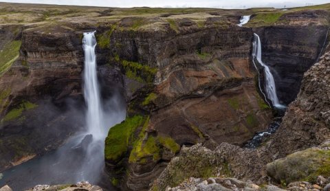 Háifoss, a 122 meters high waterfall situated in Fossá river in Þjórsárdalur. Photographer: Páll Jök…