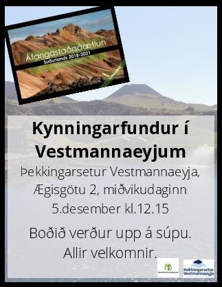 Kynningarfundur á Áfangastaðaáætlun Suðurlands í Vestmannaeyjum